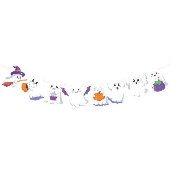 Halloween Decorations - Happy Halloween Cute Ghosts Pumpkins Skull Banner for Party Decorations Indoor Outdoor - Trunk or Treat Backdrop Garland for Home Decor