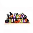 thumbnail image 1 of Halloween Decorations-Happy Halloween Sign Wooden for Home Letter Tabletop Decorations with Ghost Bat Skull Pumpkin Cutout Word Table Centerpiece for Home Tiered Tray Centerpiece Mantel Shelf, 1 of 8