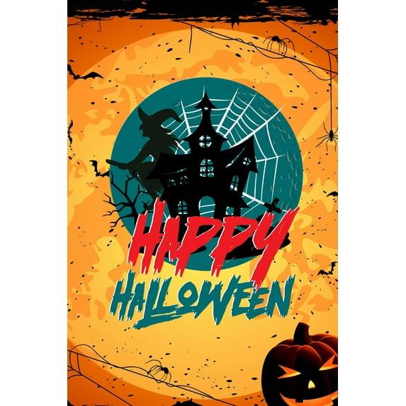 Halloween Decorations Happy Halloween Witch Spider Metal Wall Sign 8 x 12 inch