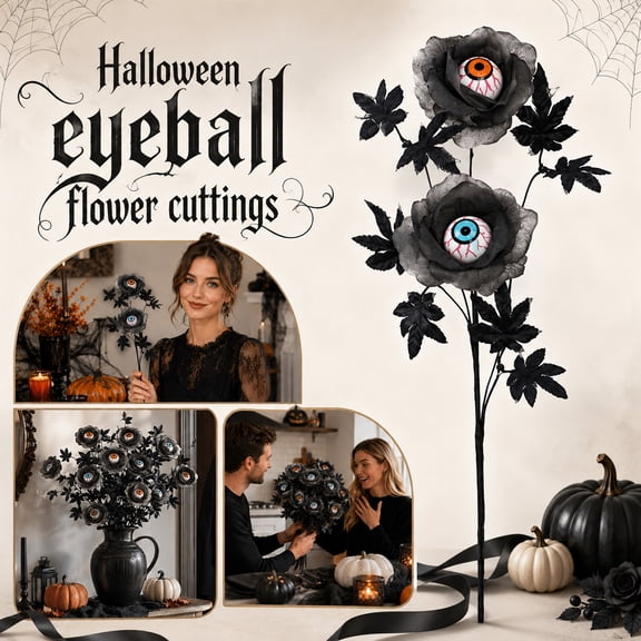 Halloween Decorations for Home 20 Inch Creepy Artificial Flower Arrangement Spooky Gothic Halloween Decor for Party, Gift for Holiday Gathering, Black Rose Decor