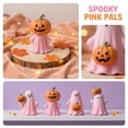 thumbnail image 1 of Halloween Decorations for Home, Pastel Halloween Decor, Pink Ghost Decor, Halloween Ghost Decorations, Pumpkin Decor, 5X3 in Smiling Pink Ghost Figurine with Small Carved, 1 of 6