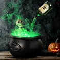 thumbnail image 1 of Halloween Decorations Indoor 7.6x5.2 Inches LED Mist Maker Halloween Witches Cauldron with 16 Inch Skeleton for Halloween Decorations Home Room Mantel Table Decor(B), 1 of 5