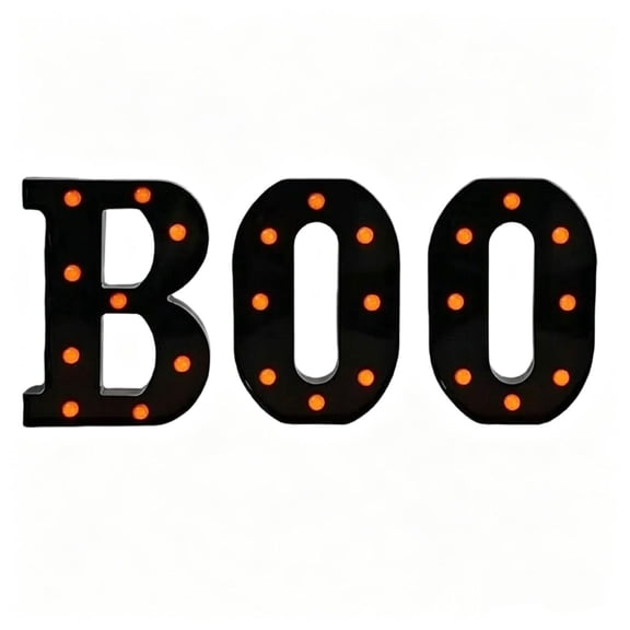 Halloween Decorations Indoor,"BOO" Sign 3 LED Light up Letters for Home Fireplace Room Desk Mantel Table Vintage Gothic Party Halloween Indoor Decor