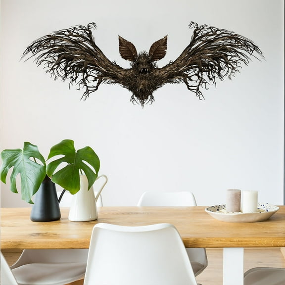 Halloween Decorations Indoor Bat Wall Stickers,Vinyl Self-Adhesive Horror Wall Sticker Black Bat with Big Wing Wallpaper Poster for Bedroom Living Room Home Decor Wall Stickers