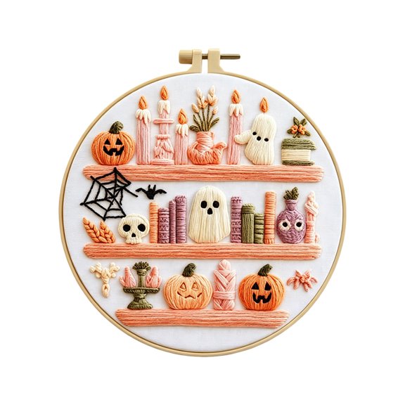Halloween Decorations Indoor DIY Knitting Craft Kit for Home Floral Embroidery Pattern 787 Inch Stamped Design with Needles for Adult Craft Enthusiasts