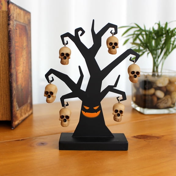 Halloween Decorations Indoor Desktop Ornament Skeleton Tree Decoration for Home Table Display Metal Stand Arts and Crafts