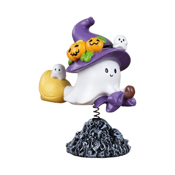 Halloween Decorations Indoor Halloween Fun Ghost Spring Head-Shaking Resin Desktop Ornament