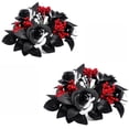 thumbnail image 1 of Halloween Decorations, Indoor Halloween Table Decorations, Candle Rings Wreaths, 2-Pack Gothic Black Red Rose Candle Wreath Rings, Artificial Burgundy Rose with Red Berry Accents, 1 of 7