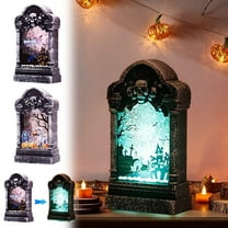 Halloween Decorations Indoor Halloween Tombstone LED Lamp, Skull Pattern Night Light, Battery Powered Spooky Decor, Haunted House Party Prop, Grave Yard Outdoor Decoration