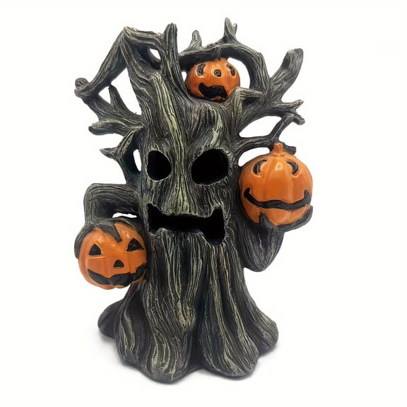 Halloween Decorations Indoor, Horror Creepy Halloween Pumpkin Tree Statue Decor Gifts, Spooky Scary Miniature Figurine Ornaments for Shelf Tabletop Party Haunted House