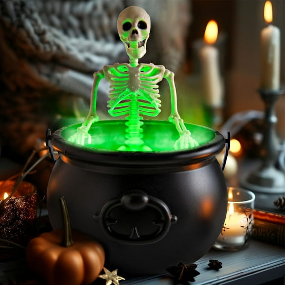 Halloween Decorations Indoor Large Witches Cauldron With LED Mist Make Black Plastic Cauldron Halloween Decor for Outside Yard Lawn Home Porch Door