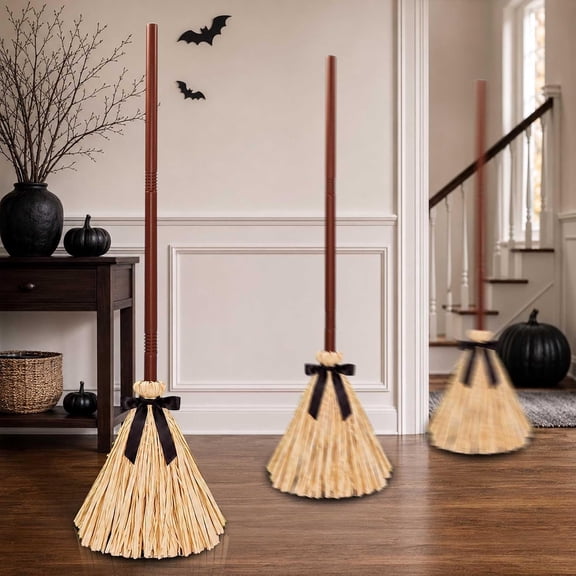 Halloween Decorations Indoor/Outdoor 40" Animated Floating Witch Broom with Sound & Touch Activated Sensor Spooky Halloween Party Decor Haunted Dancing Magic Broom for Home Front Door Porch