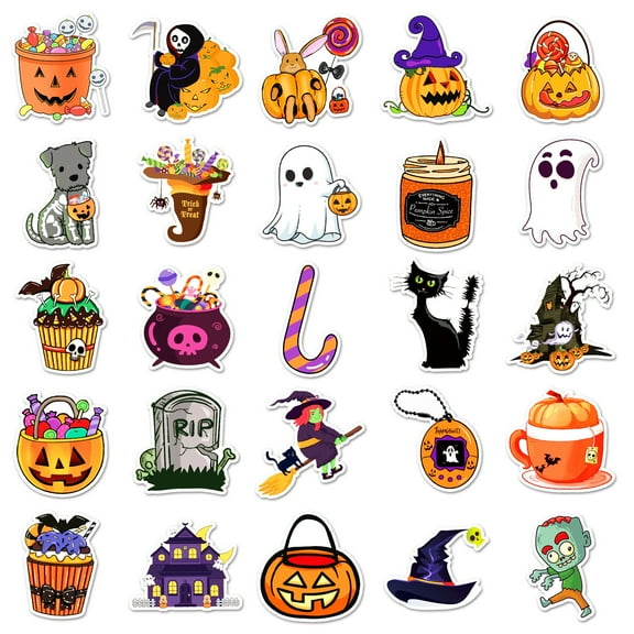 Halloween Decorations Indoor Outdoor - 50 Halloween Stickers - Halloween Stickers Halloween Pumpkin Stickers Vinyl Halloween Holiday Stickers Halloween Holiday Gifts For Kids Teens Adults（50Pcs）