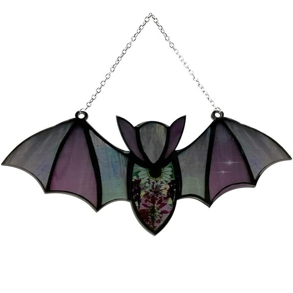 Halloween Decorations Indoor Outdoor - Bat Hanging Item - Acrylic Bat Decoration Window Hanging Bat Stained Glass For Halloween Decoration Acrylic Window Wall Art Decor For Living Room Home Kitchen