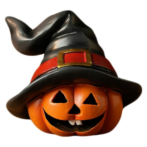 Ornament-Halloween Decorations-Witch Hat Pumpkin Figurine – Halloween & Christmas Photo Prop Cute Table Décor & Craft Supply