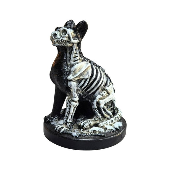 Halloween Decorations Indoor Outdoor - Halloween Black Cat Skull - Halloween Cat Statue Sugar Animal Sculpture Skeleton Figure Home Desk Decorations