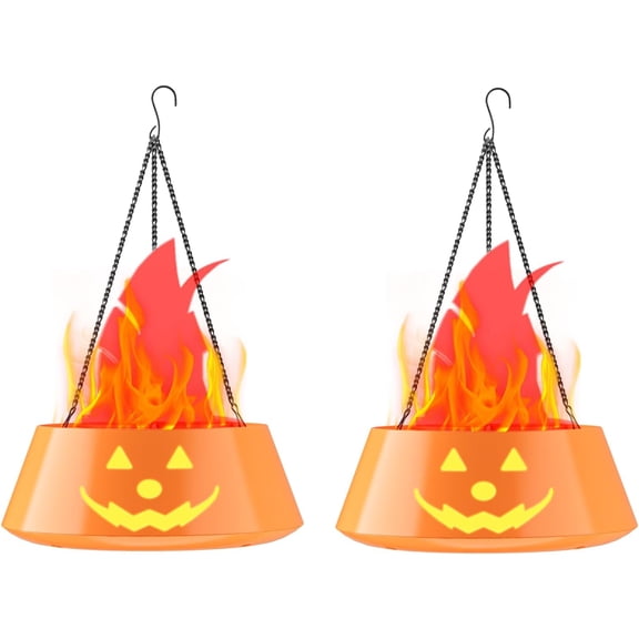Halloween Decorations Indoor Outdoor, Halloween Decor Pumpkin Lights Hanging 3D Fake Fire Effect Lamp, Vintage Table Decor Lighting Lanterns Battery Operated Rechargeable for Party Home Yard