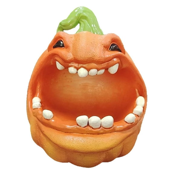 Halloween Decorations Indoor Outdoor - Halloween Party Large Mouth Pumpkin Monster Ornament - Mouth Pumpkin Statues Entrance Keys Bowl Resin Pumpkins With Teeth Figurines Candy Bowl