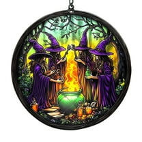 Halloween Decorations Indoor Outdoor - Hanging Decoration - ' Brew Acrylic Wall Hanging Halloween Decor With 4 Stirring Cauldron – Glossy Gothic Making Wall Art – Witchcraft Home Decoration