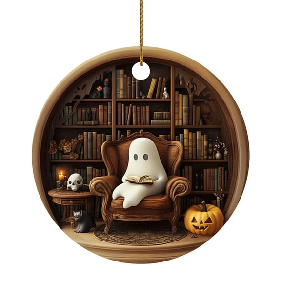 Halloween Decorations Indoor Outdoor - Hanging Decoration - Halloween Reading Book Pendant Creative Acrylic Flat Decoration Creating A Mysterious Atmosphere Of Holiday Decorations