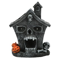 Halloween Decorations Indoor Outdoor - Haunted House Lamp Decorative Item - Halloween Head House Village Figurine Decoration Resin Mansion Lighted Table Decor
