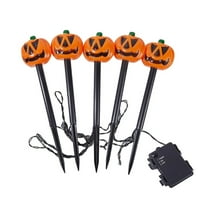 Halloween Decorations Indoor Outdoor - Pumpkin Ground Plug Light (One-To-Five) - Halloween Outdoor Lights Decorative Garden Lights Pumpkin Stakes Outdoor Led Powered Halloween Walkway Yard Light