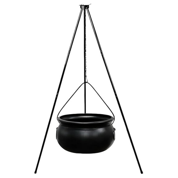 Tripod Jar-Halloween Decorations-Halloween Decor Outdoor Large Cauldron On Tripod Outdoor Decorations with Green Light Black Plastic Bowl Candy Bucket for Halloween Indoor Porch Outdoor