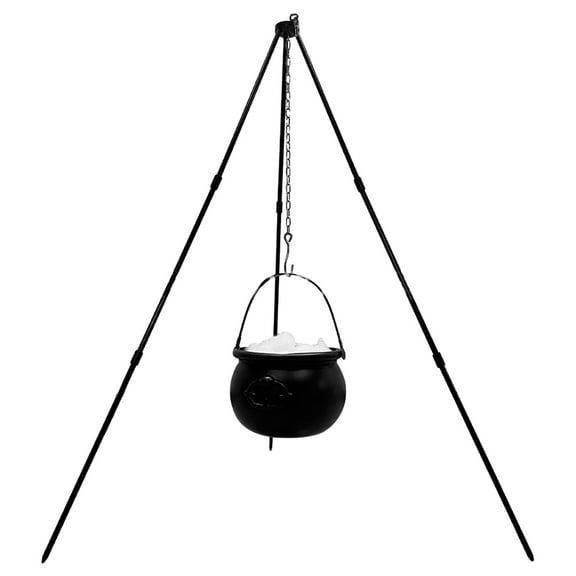 Tripod Jar-Halloween Decorations-Halloween Decor Outdoor Large Cauldron On Tripod Outdoor Decorations with Green Light Black Plastic Bowl Candy Bucket for Halloween Indoor Porch Outdoor