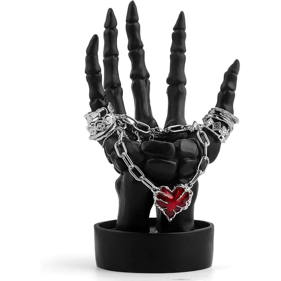 Halloween Decorations Indoor Skeleton Hand Ring Holder Tealight Candle Holder for Gothic Table Decor Jewelry and Earring Organizer