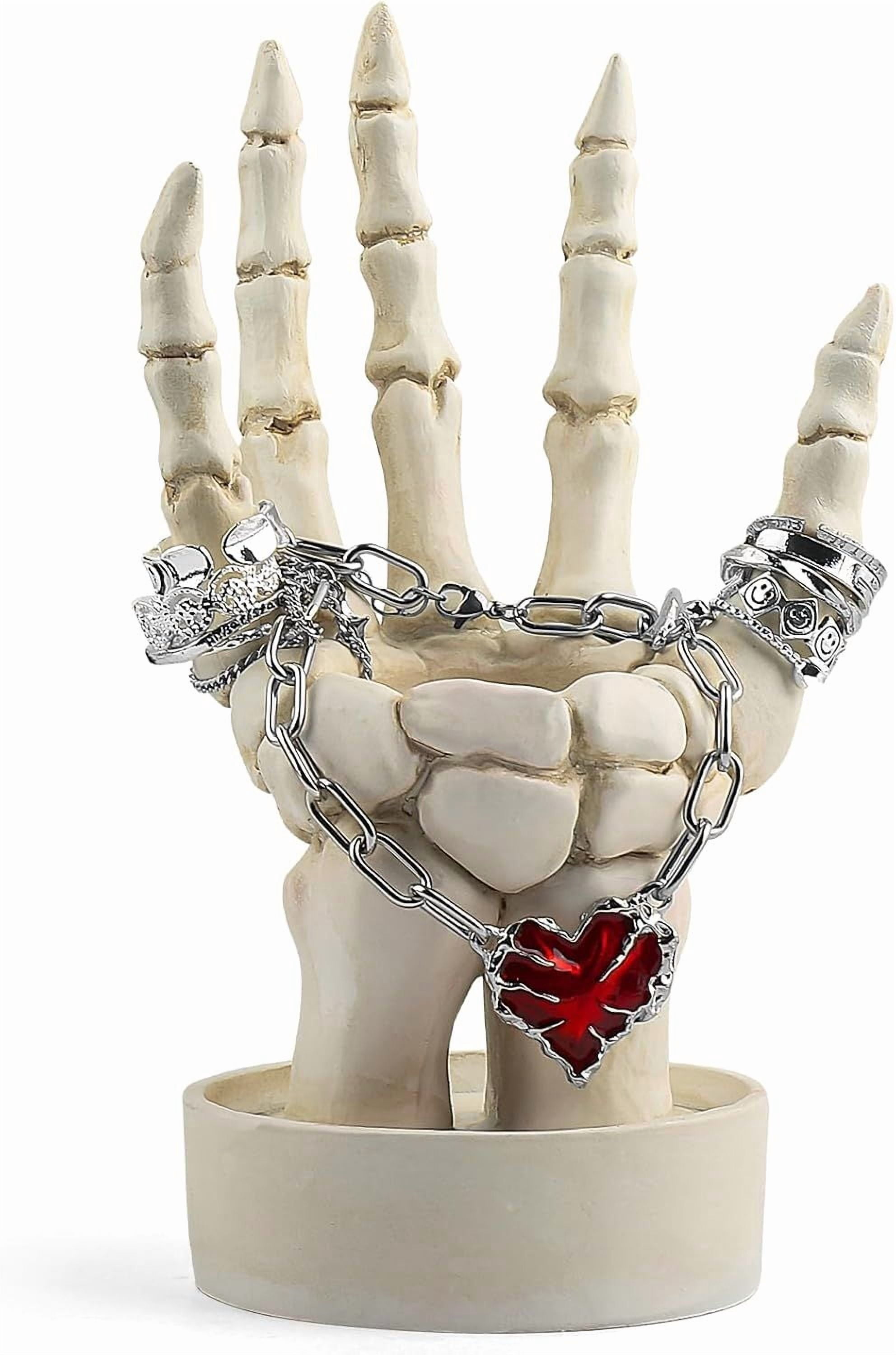 Halloween Decorations Indoor Skeleton Hand Ring Holder Tealight Candle Holder for Gothic Table Decor Jewelry and Earring Organizer