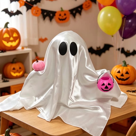 Halloween Decorations Indoor Spooky Pink Ghost Table Centerpiece Cute Pastel Halloween Party Decorations for Home Room Display 1 Pack