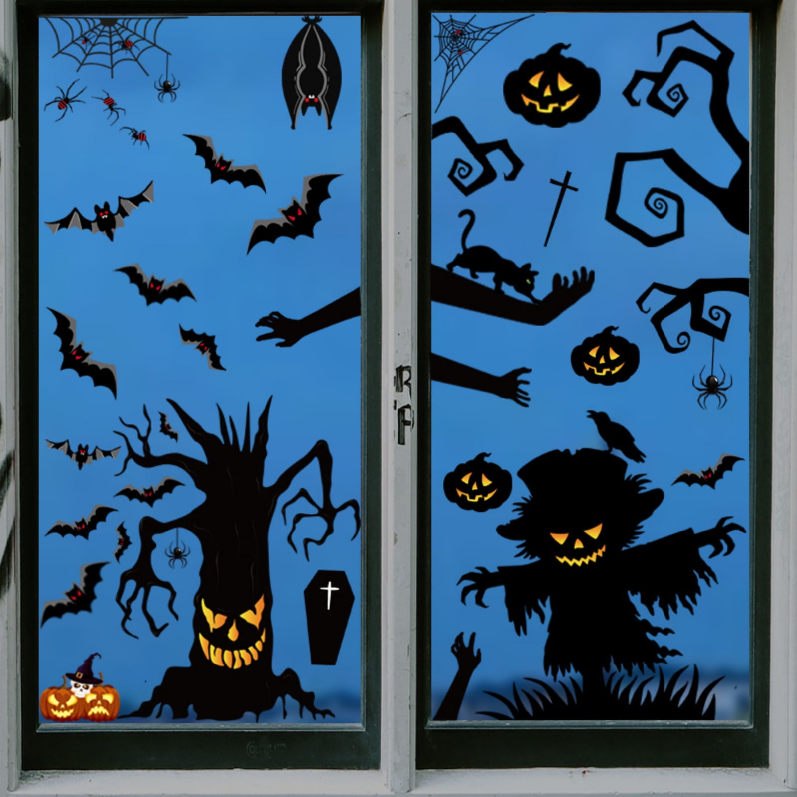 Halloween Decorations Indoor Window Clings Decor, Pumpkin Ghost Black ...
