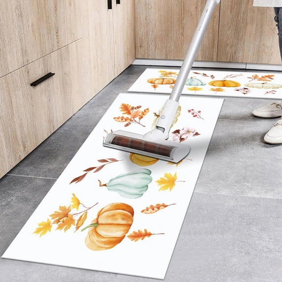 Halloween Decorations Kitchen Mat, Anti Fatigue Kitchen Rugs Fall Decor, Non Slip Pumpkin Kitchen Runner Rug Set, Cushioned Waterproof Kitchen Foam Mat for Floor