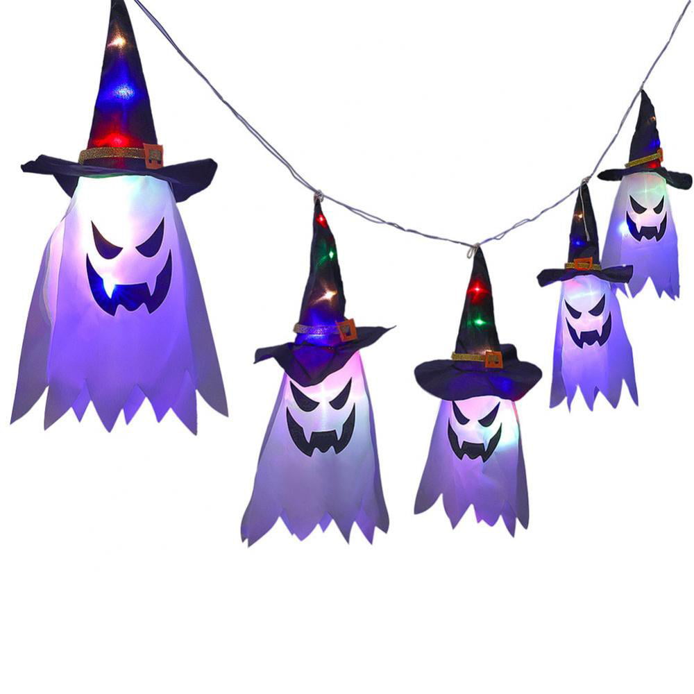 Halloween Decorations LED Lighted Witch Hats Lighted Glowing Ghost ...