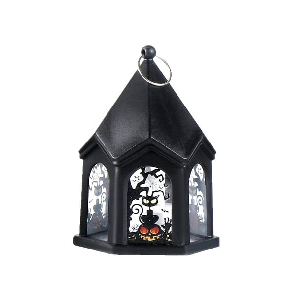Halloween Decorations Lantern Lighted Tabletop Decor Spooky Haunted House Scene Lamp Battery Operated Hanging Ornament Fall Party C