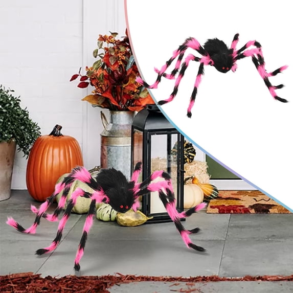 Halloween Decorations, Large Realistic Pink Spider Prop, Lifelike Halloween Decoration for Indoor Outdoor Haunted House, Scary Prank Decor for Yard and Garden