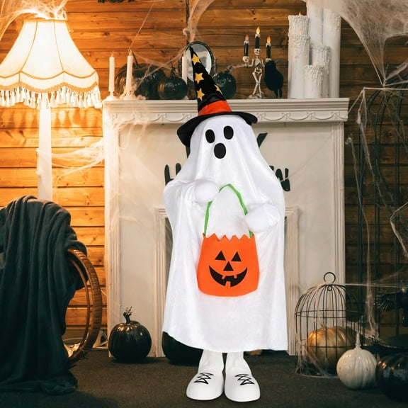 Halloween Decorations Light Up Ghost Color Changing Porch Decorations Indoor GhostsTrick or Treater Lantern Candy Pocket, Halloween Decor for Yard Lawn Home Outdoor Decorations