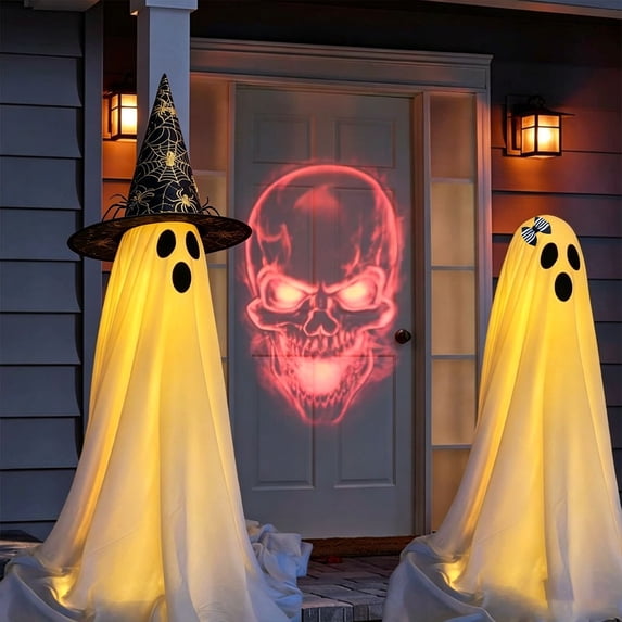 Halloween Decorations Light Up Ghost, Cute LED Glowing Ghost Ornament with Soft Warm Light, Hanging Halloween Decor for Window Mantel Porch Indoor Outdoor Party Home Holiday Display