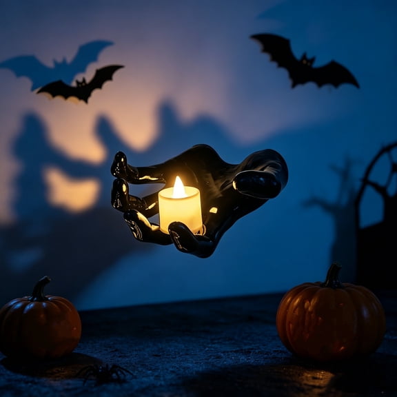 Halloween Decorations Lights Creepy Devil Hand Wall Sconce with LED Flickering Candle Gothic Floating Witch Hands Horror Wall Mounted Prop for Home by PALIFEUR