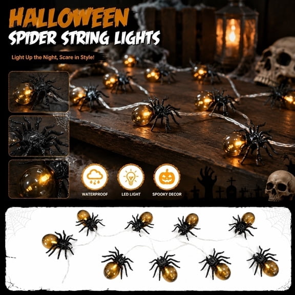 Halloween Decorations Lights, Haunted House Decor, Outdoor Halloween Decorations Yard, Decorations, Plug-In Ip44 Waterproof 10 Led Amber Glow Fairy Lights 2.5X2 in for Spooky