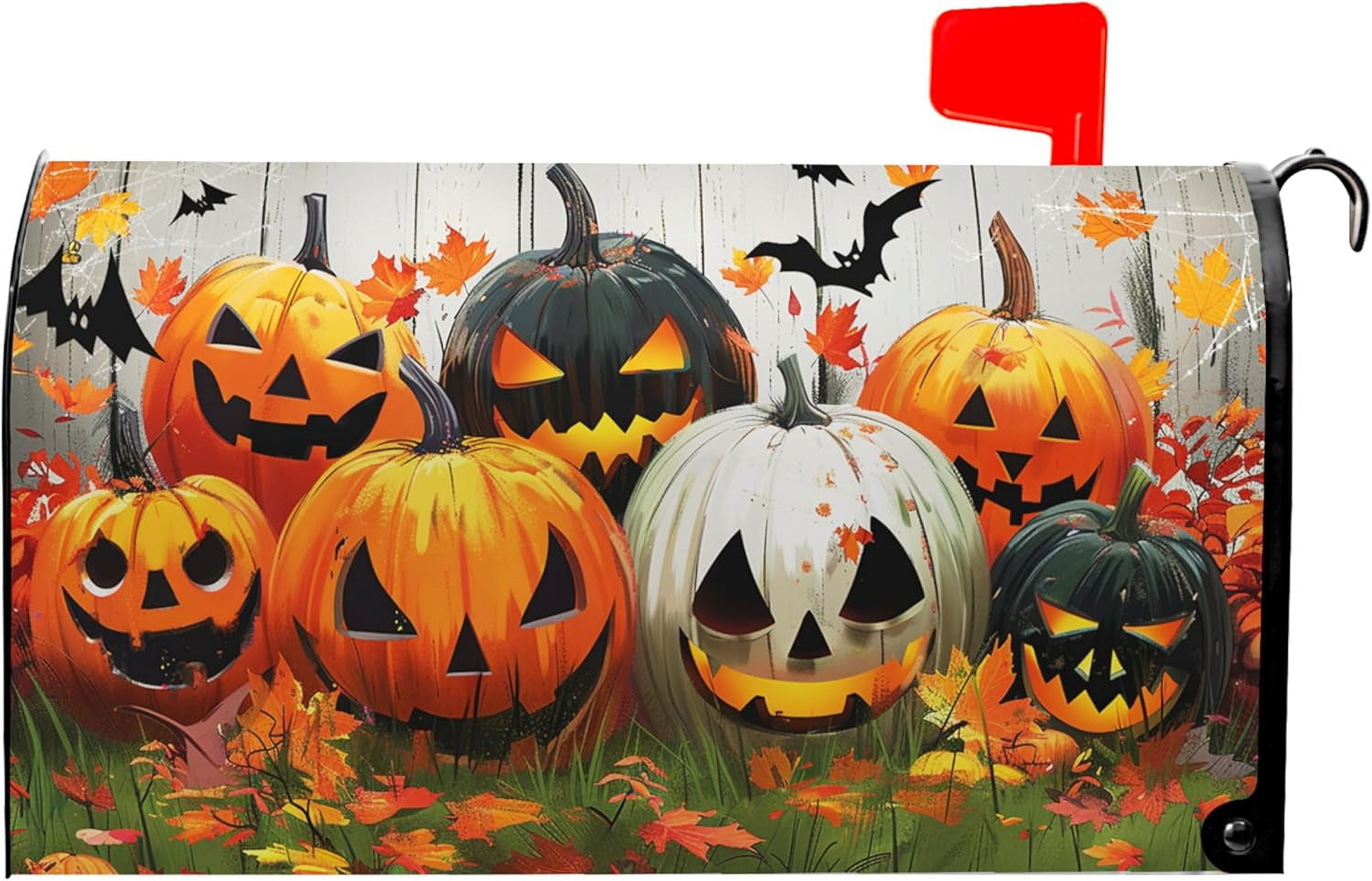 Autumn Maple Leaf Pumpkin Mailbox Cover - 18x21 Inch Magnetic Fall Thanksgiving Decor