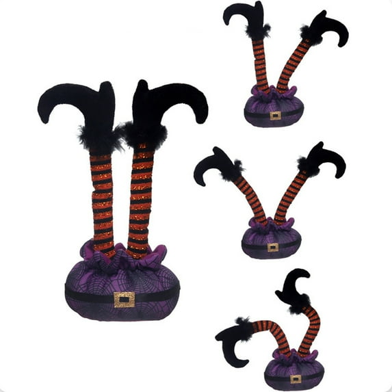 Halloween Decorations Novelty Witch Legs Centerpiece for Table, Plush Witch Leg Boot Ornament for Halloween Party Supplies Indoor Decorations