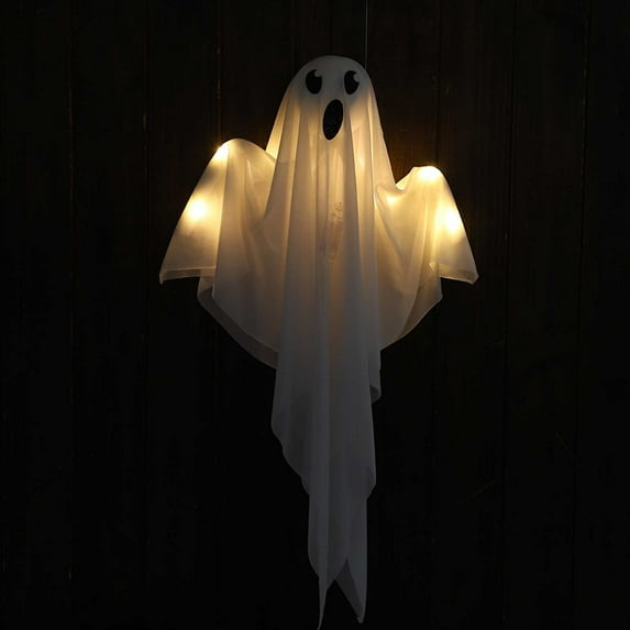 Halloween Decorations Outdoor 2 PCS Hanging Light up Ghosts with Spooky LED Lights,31.5" Flying Ghost for Front Yard Patio Lawn Garden Party Decor Indoor Outdoor