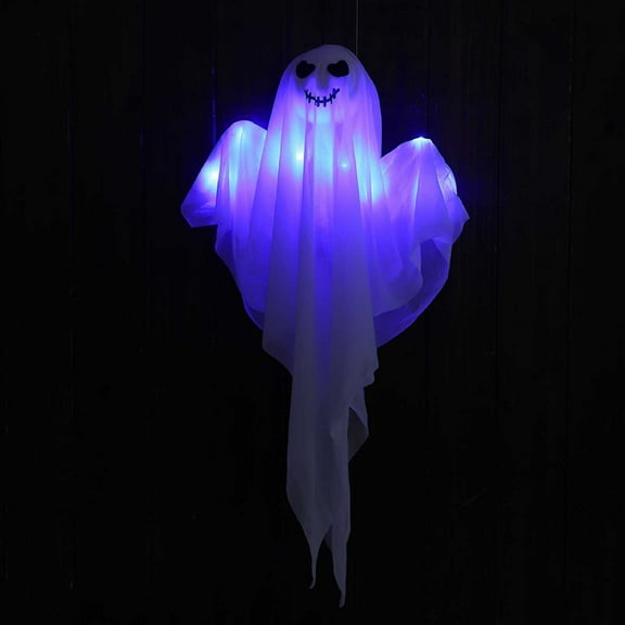 Halloween Decorations Outdoor 2 PCS Hanging Light up Ghosts with Spooky LED Lights,31.5" Flying Ghost for Front Yard Patio Lawn Garden Party Decor Indoor Outdoor