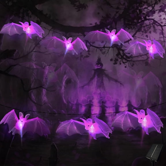 Halloween Decorations Outdoor 3D Flying Bats Solar String Lights