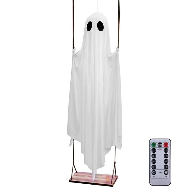 Halloween Decorations Outdoor 5FT Large Hanging Ghost Swing with Remote ...