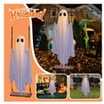 thumbnail image 1 of Halloween Decorations Outdoor - 5FT Large Hanging Ghost Swing with Remote Control String Lights & Upgraded Sheet, Scary Ghost Halloween Party Decor Outside for Tree Porch Yard Garden Lawn, 1 of 9