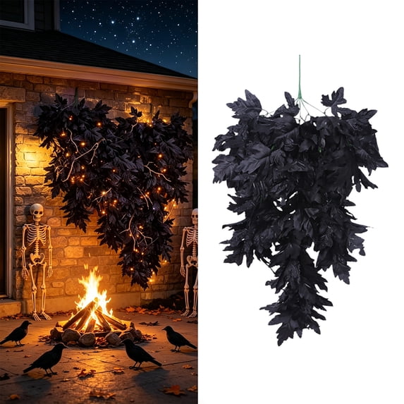 Halloween Decorations Outdoor, Artificial Maple Leaf Wreath, Wicker Harvest Festival Maple Leaf Decoration for Home and Outdoor Displays, 75cm/29.5in