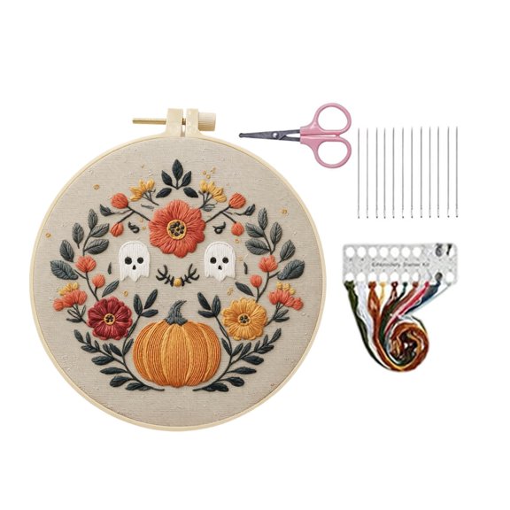 Halloween Decorations Outdoor,DIY Knitting Embroidery Set for Adults Printed Patterns Includes Needles Hand Craft Home Lovers