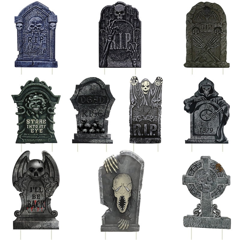 Halloween Decorations Outdoor Graveyard Tombstones 10P Large